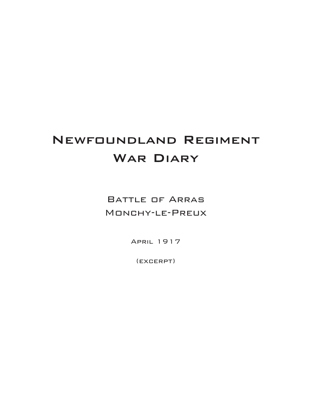 Newfoundland Regiment War Diary