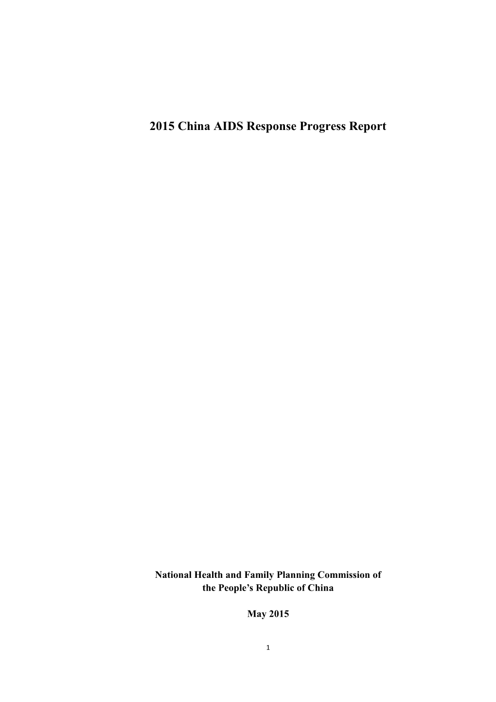 2015 China AIDS Response Progress Report