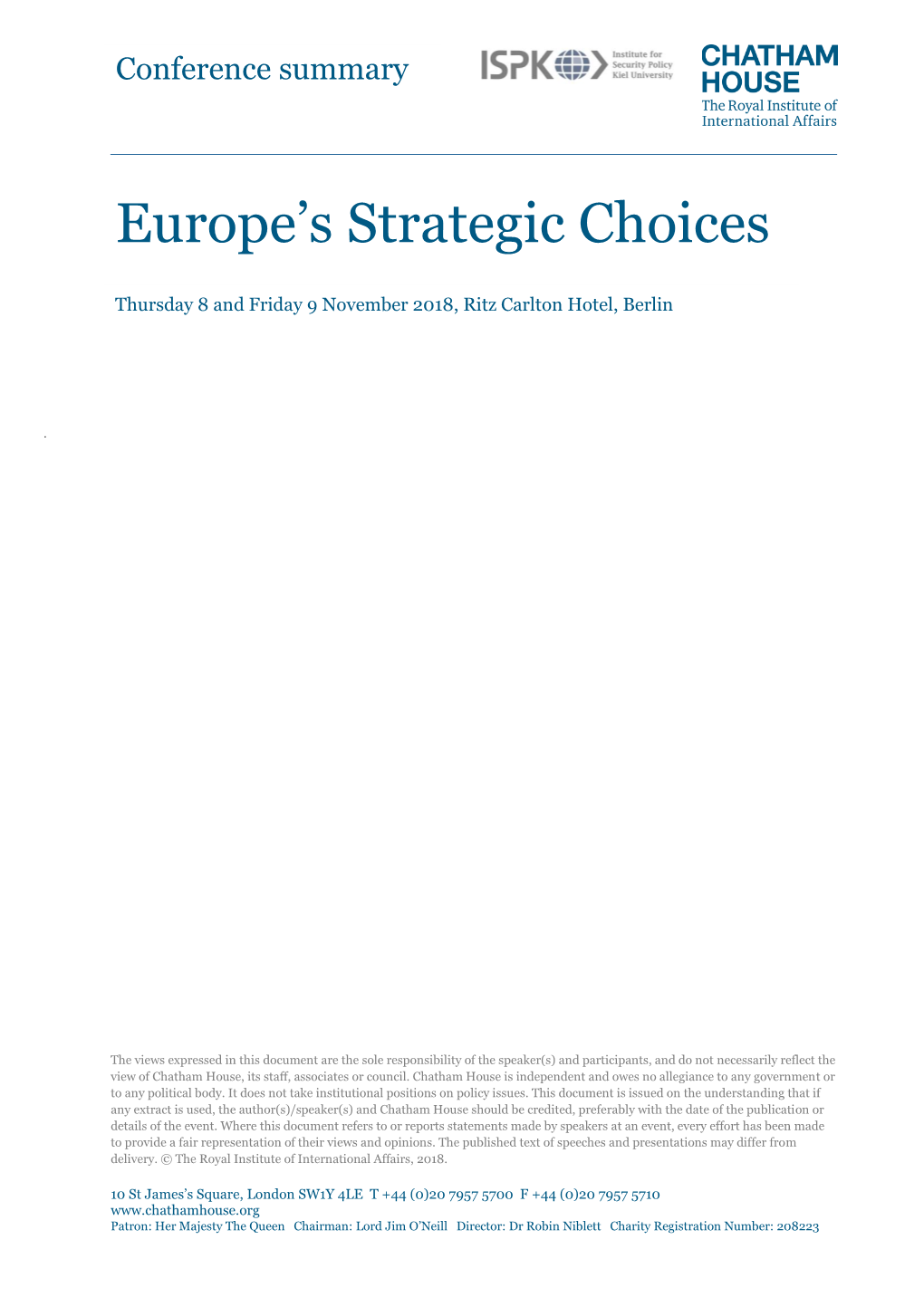 Europe's Strategic Choices