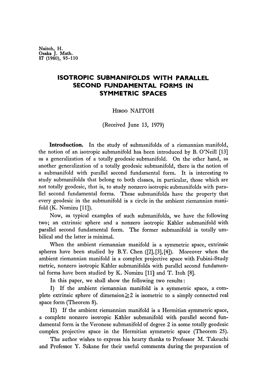 Isotropic Submanifolds with Parallel Second Fundamental Forms in Symmetric Spaces