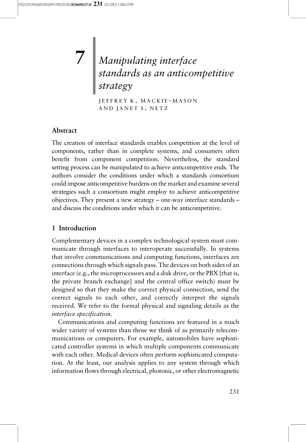 7 Manipulating Interface Standards As an Anticompetitive Strategy