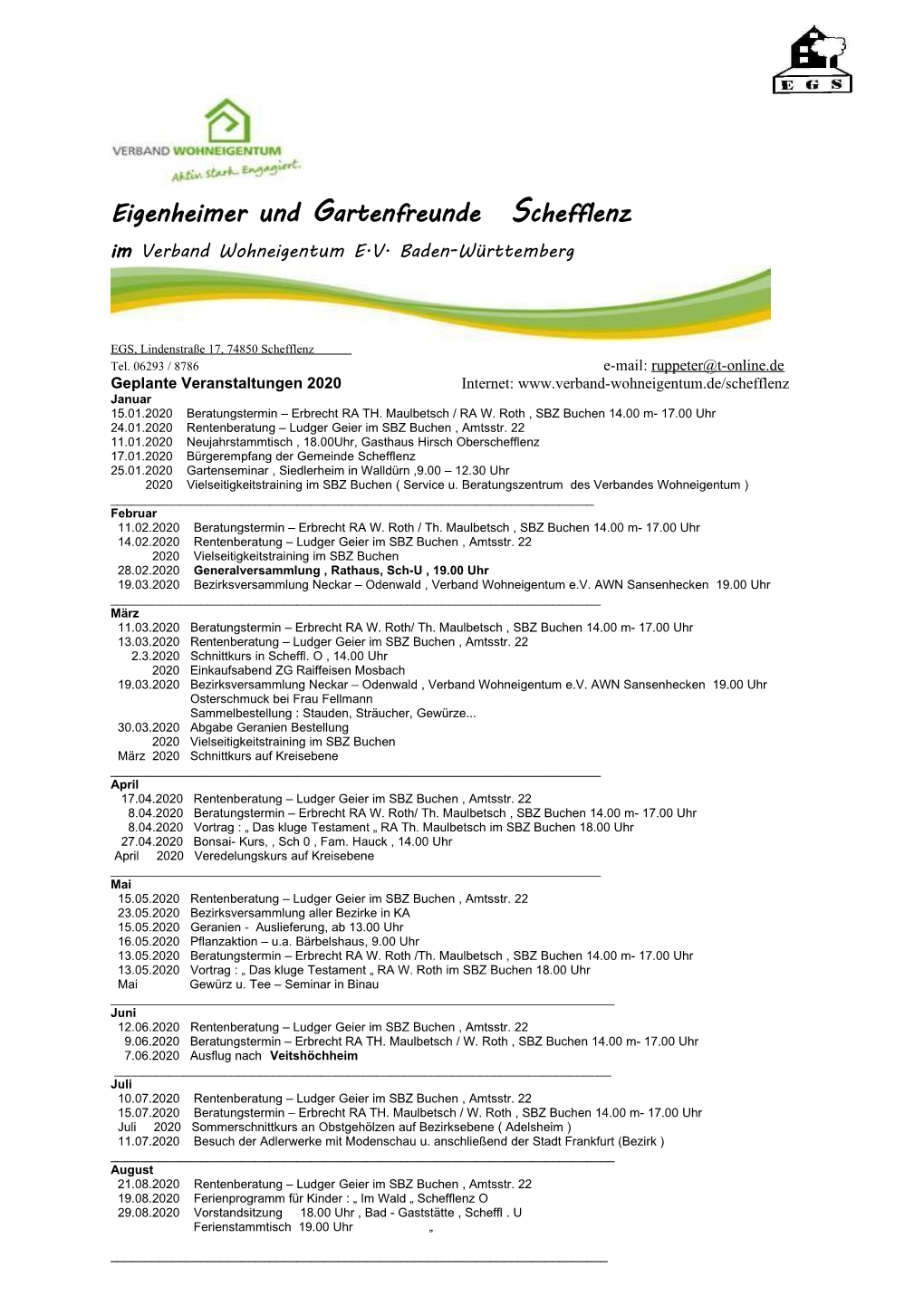 Eigenheimer Und Gartenfreunde Schefflenz Im Verband Wohneigentum E.V