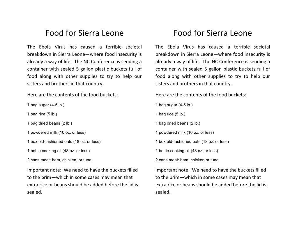 Food for Sierra Leone