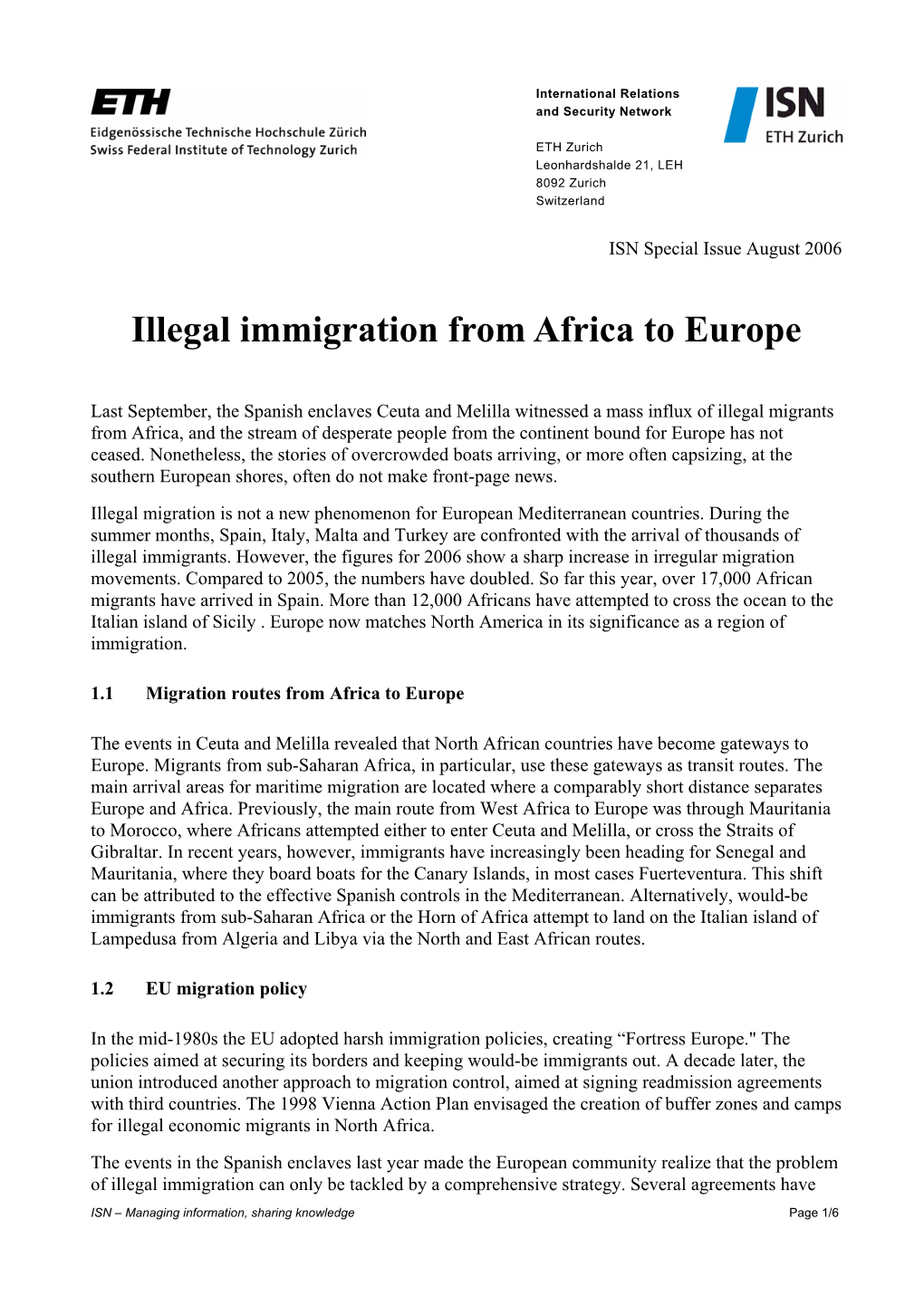 Illegal Immigration from Africa to Europe