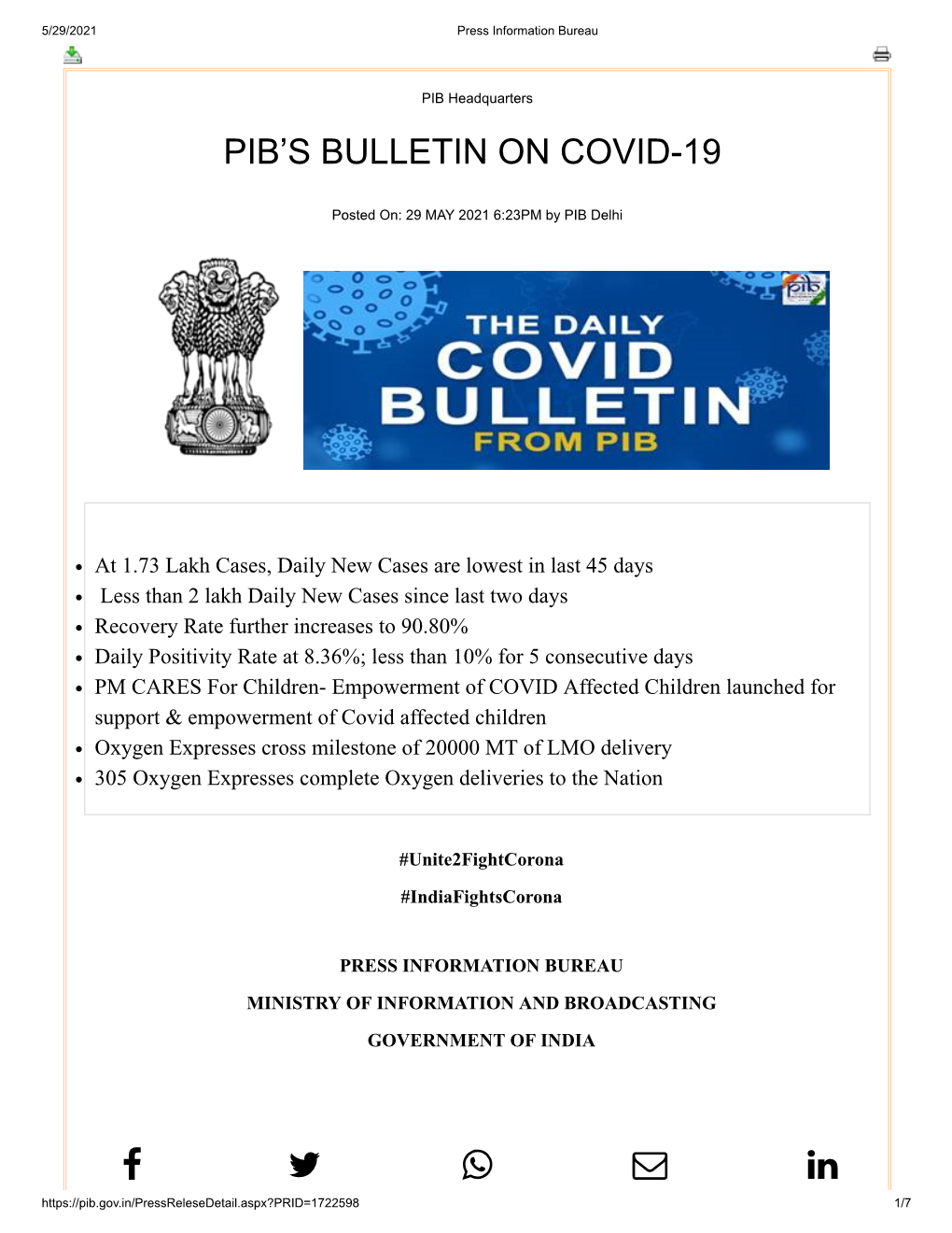 Pib's Bulletin on Covid-19