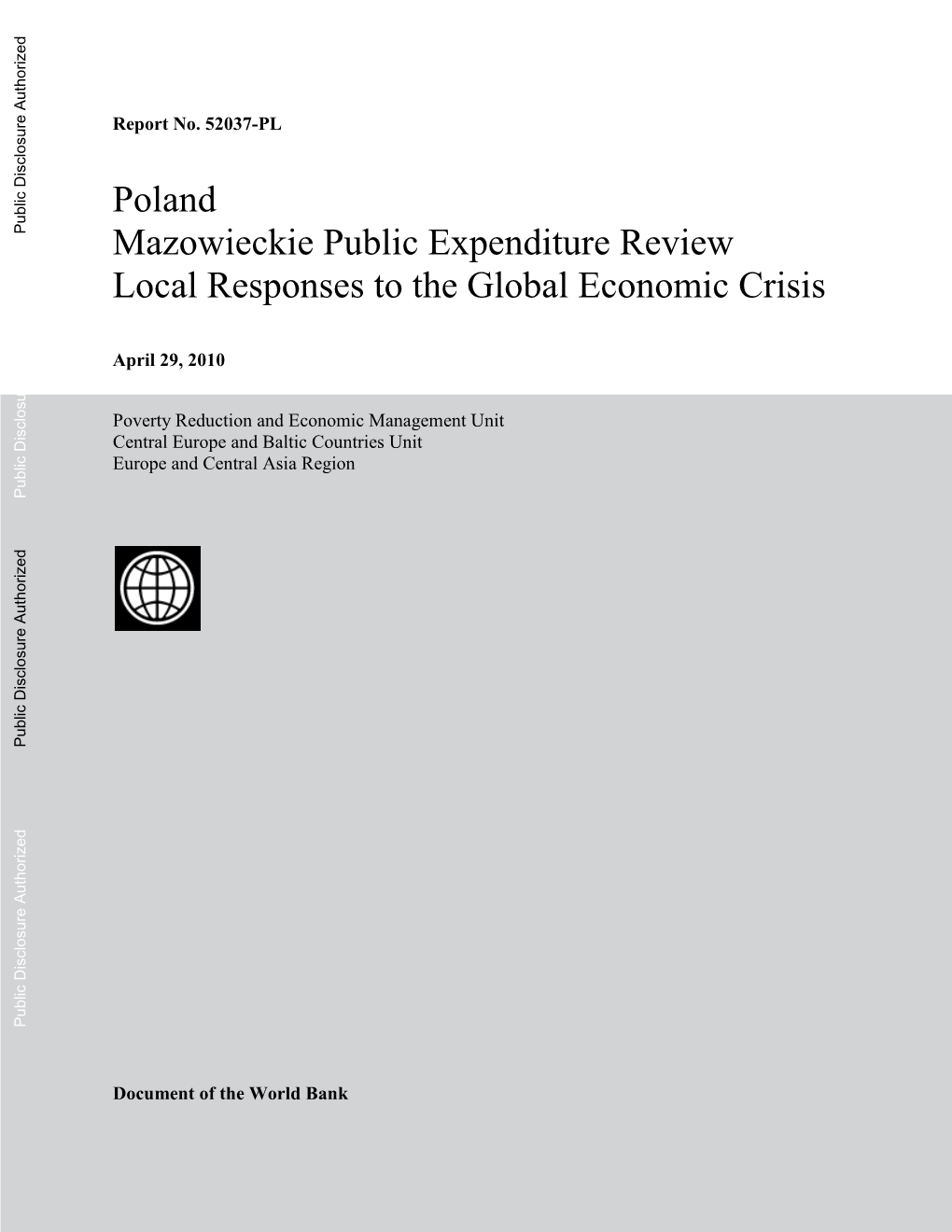 Poland Mazowieckie Public Expenditure Review Local