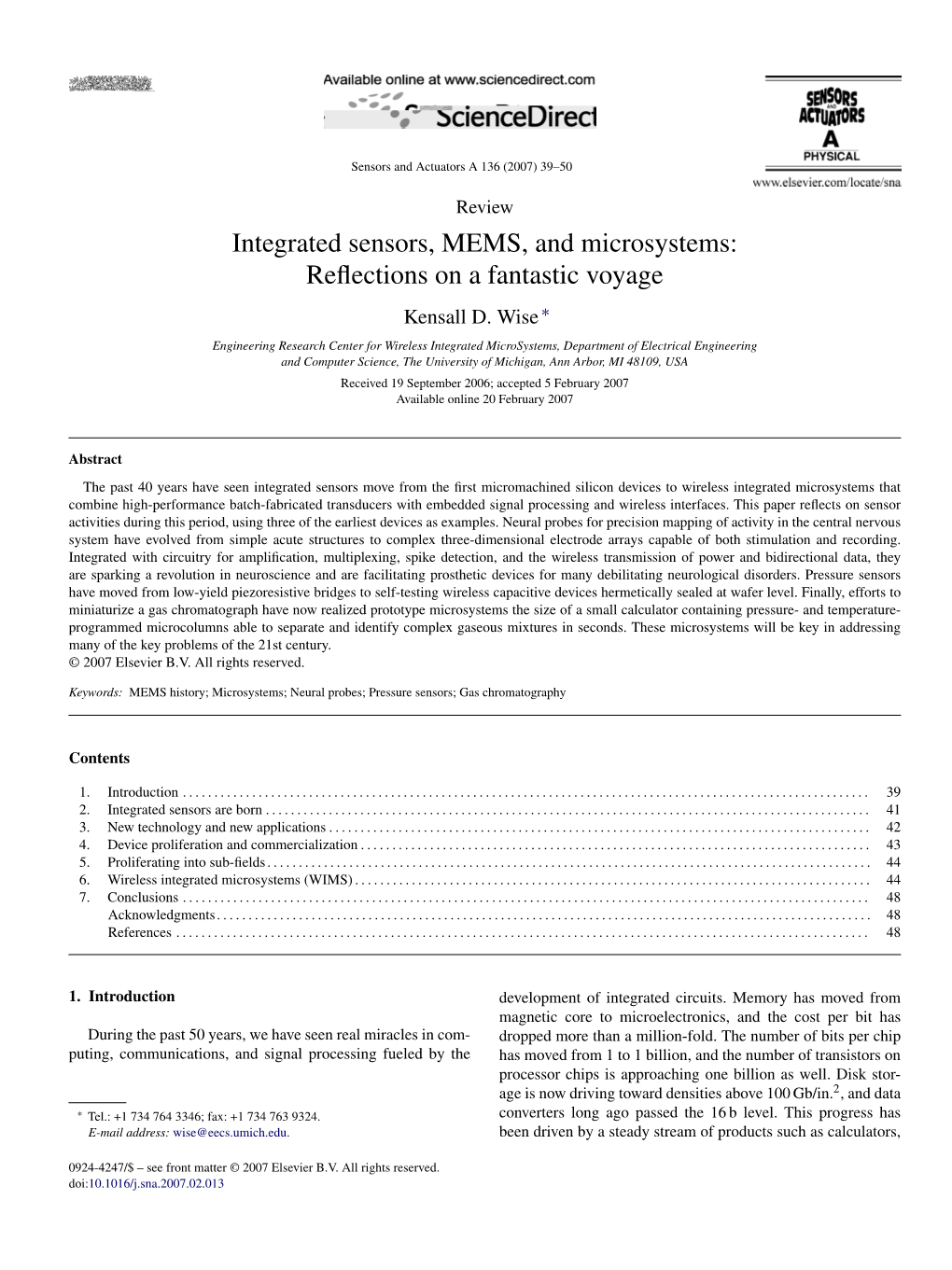 Integrated Sensors, MEMS, and Microsystems: Reflections on a Fantastic Voyage