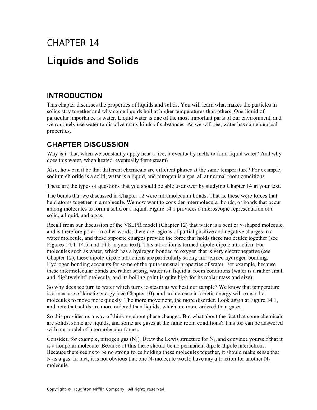 Chapter 14: Liquids and Solids 135