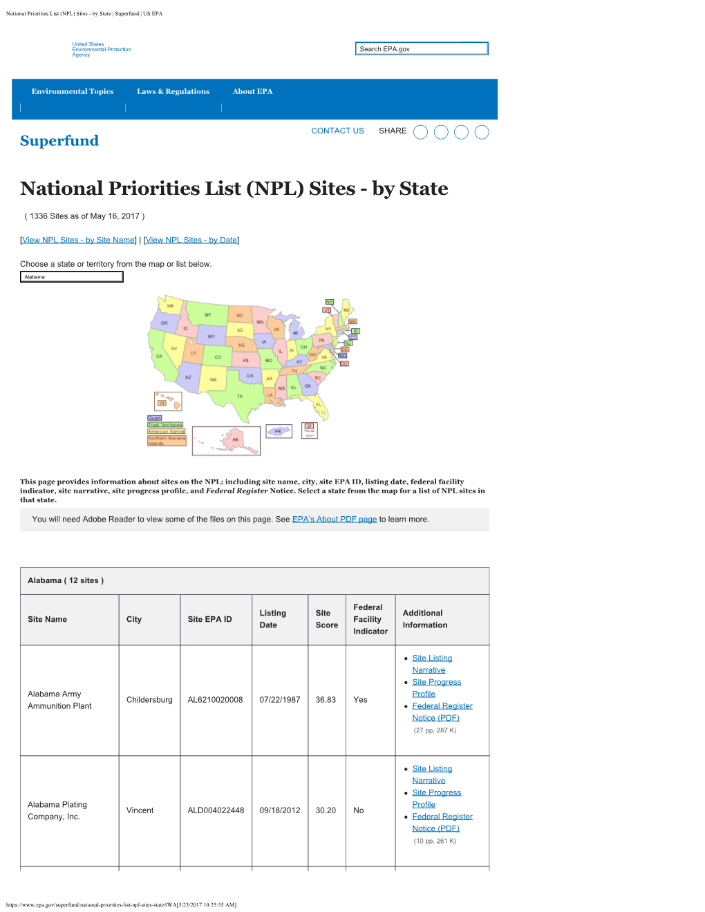 National Priorities List (NPL) Sites - by State | Superfund | US EPA