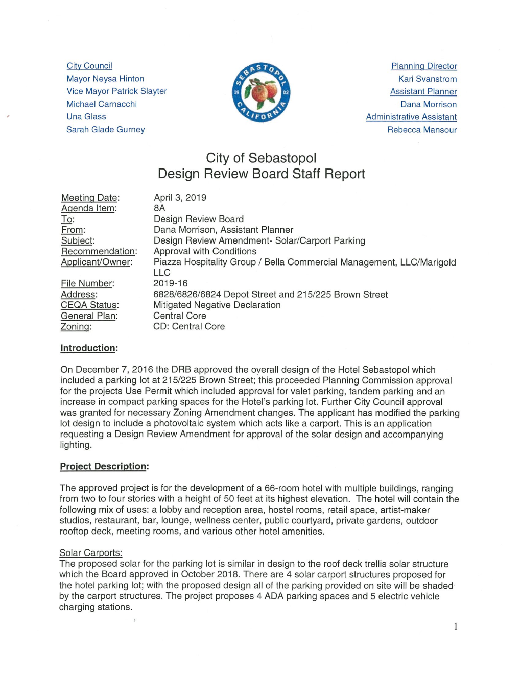 City of Sebastopol Design Review Board Staff Report