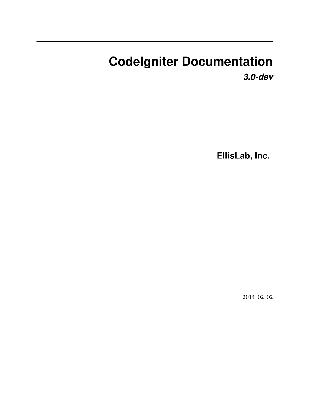 Codeigniter Documentation 3.0-Dev