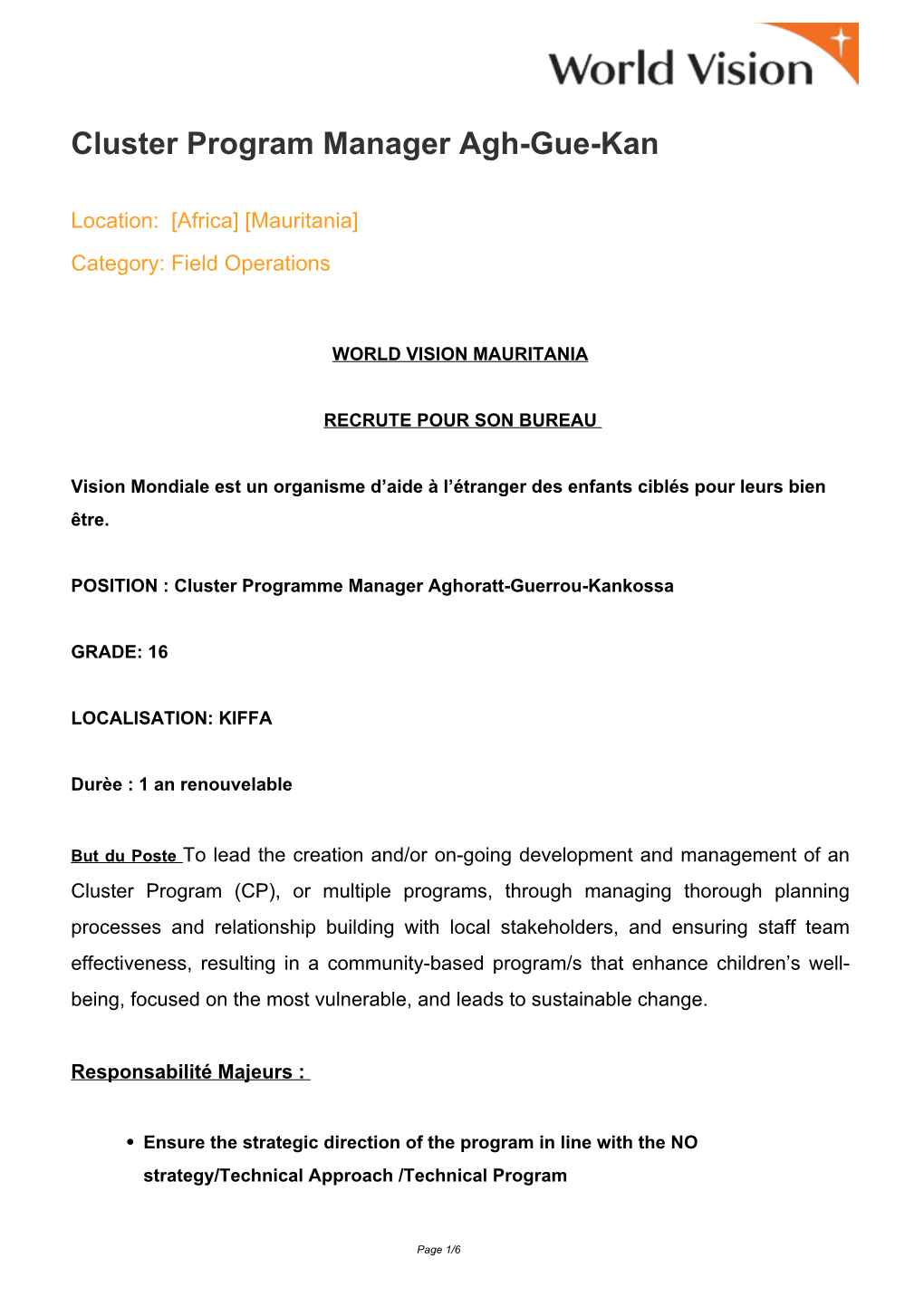 Cluster Program Manager Agh-Gue-Kan