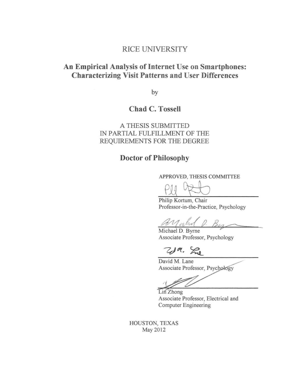 An Empirical Analysis of Internet Use on Smartphones: Characterizing Visit Patterns and User Differences by Chad C