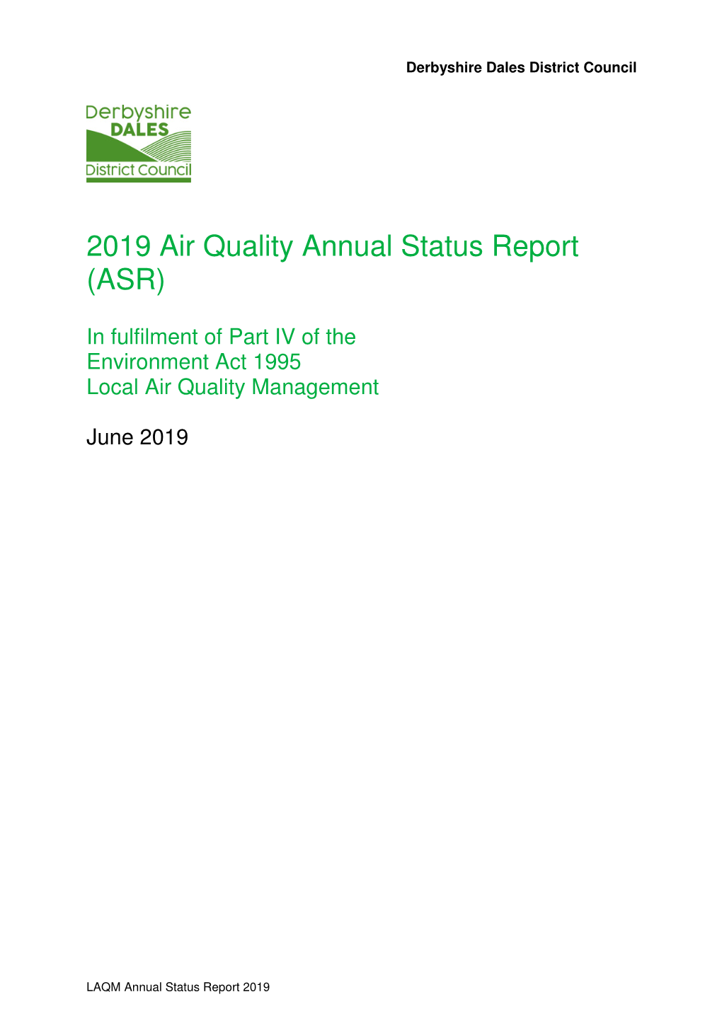 2019 Air Quality Annual Status Report (ASR)