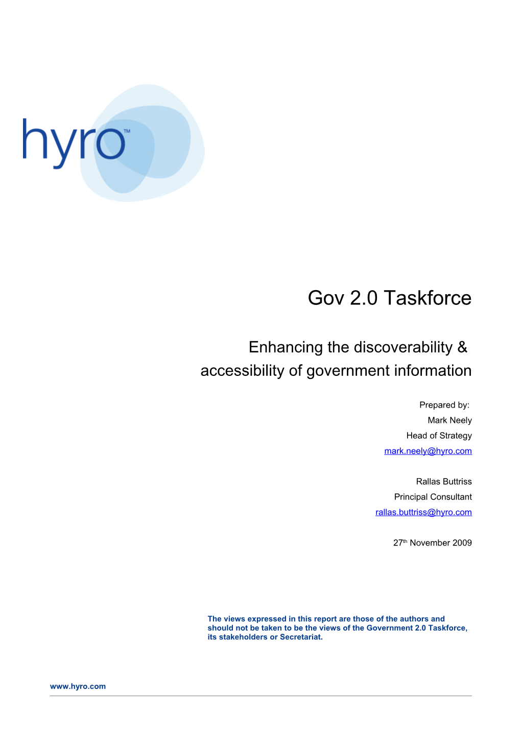 Gov 2.0 Taskforce Report