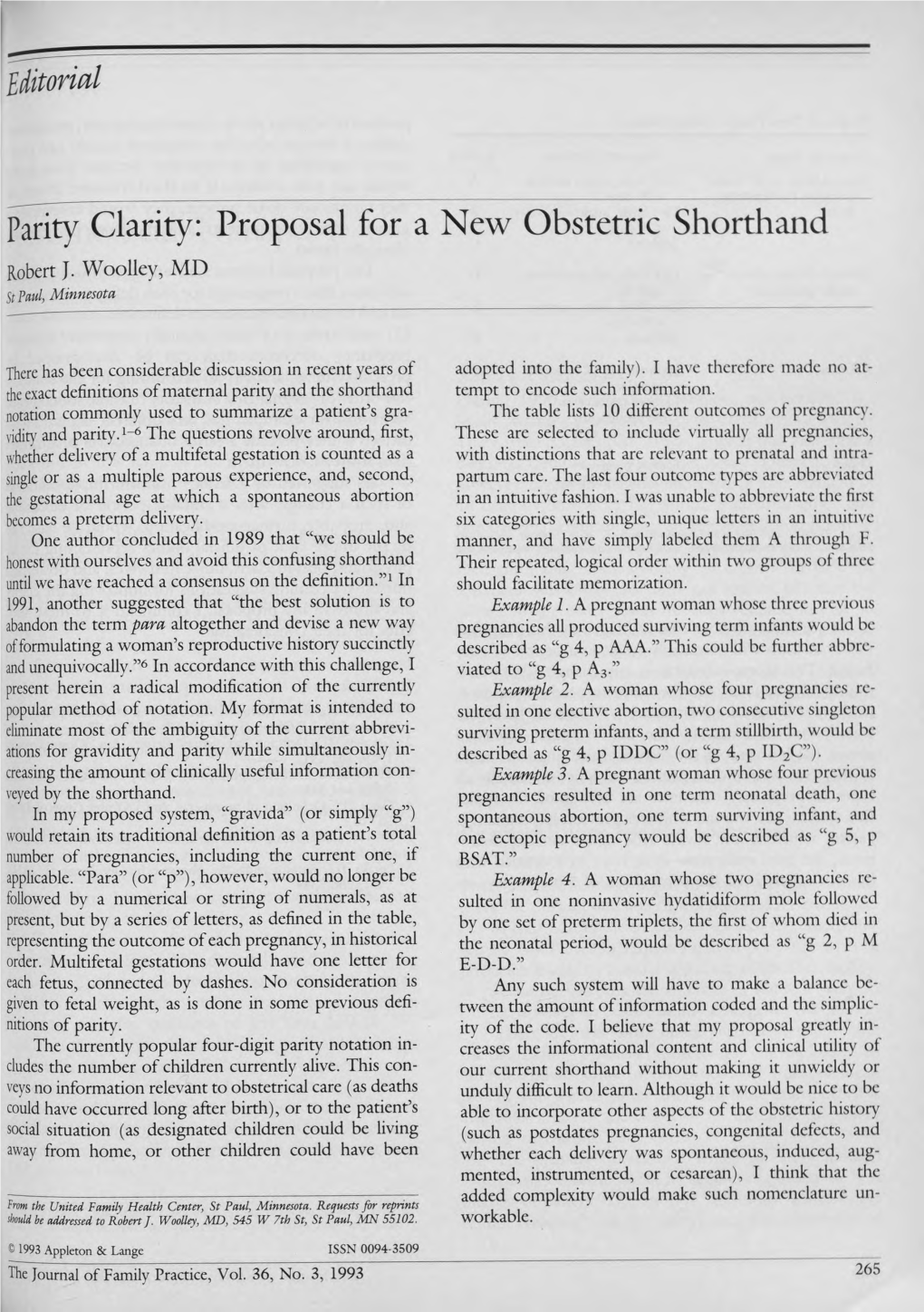 Parity Clarity: Proposal for a New Obstetric Shorthand