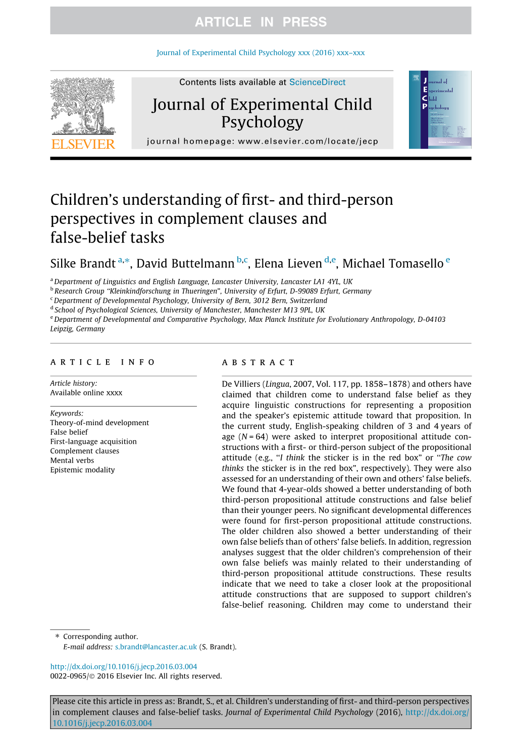 And Third-Person Perspectives in Complement