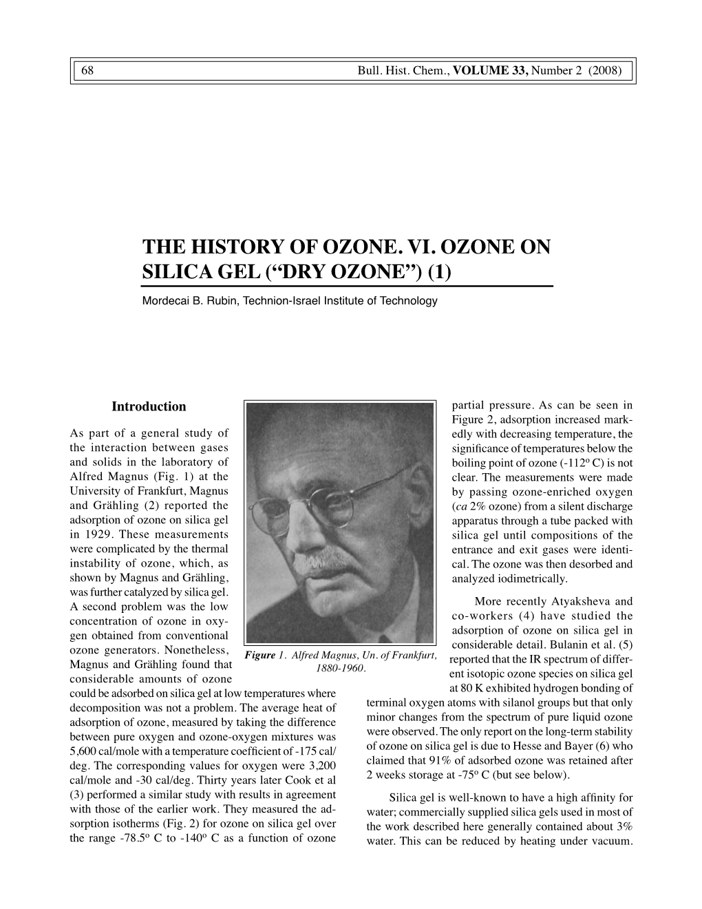 The History of Ozone. Vi. Ozone on Silica Gel (“Dry Ozone”) (1)