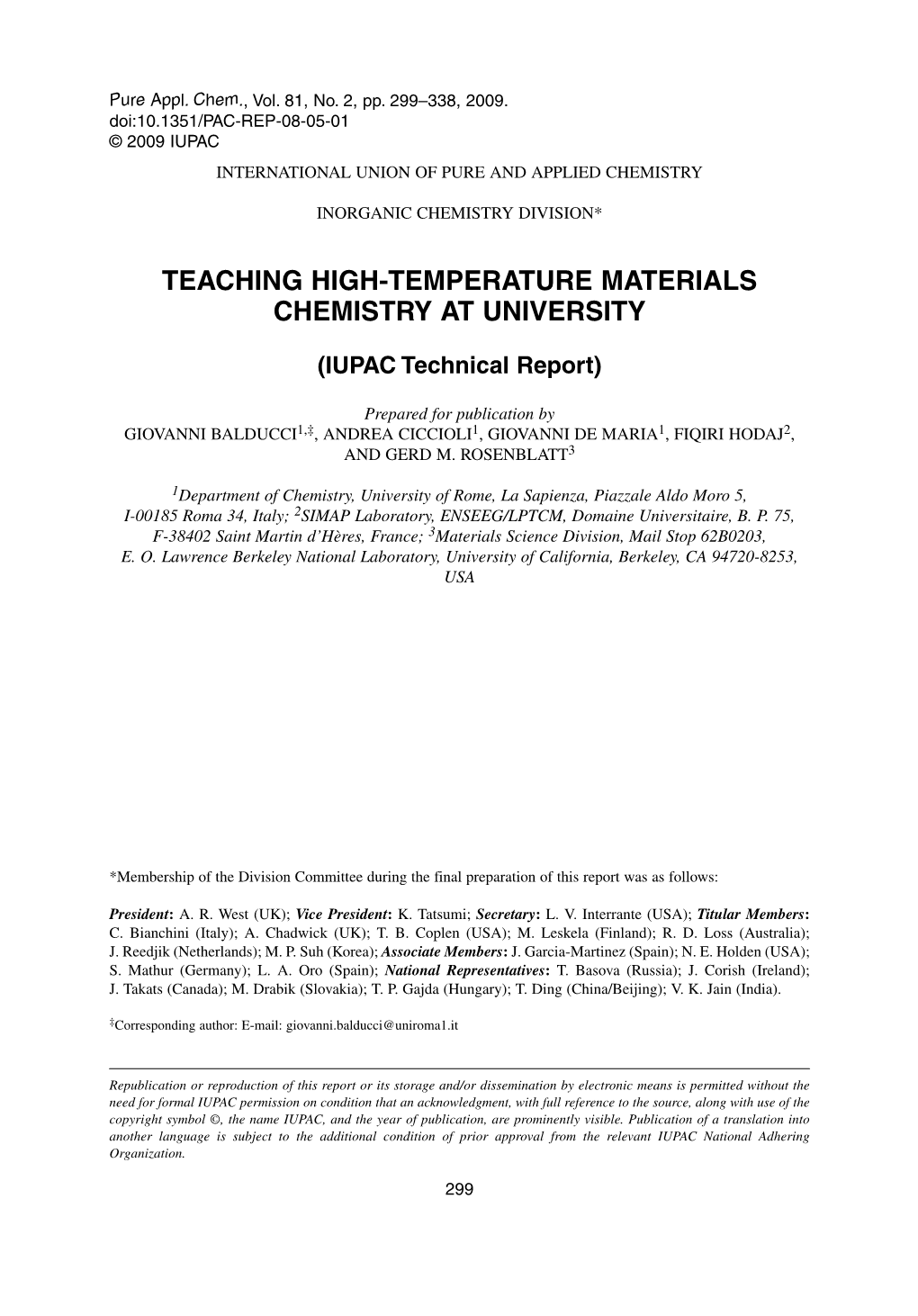 Teaching High-Temperature Materials Chemistry at University