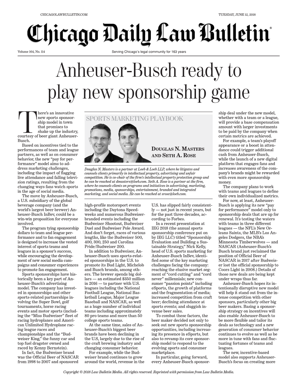 Anheuser-Busch Ready to Play New Sponsorship Game