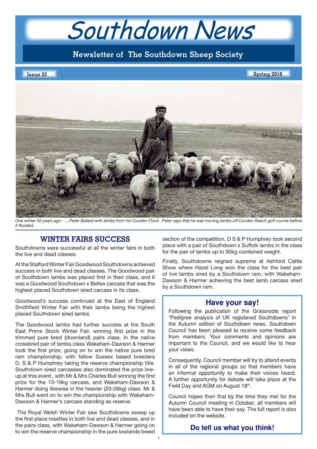 Southdown News Newsletter of the Southdown Sheep Society