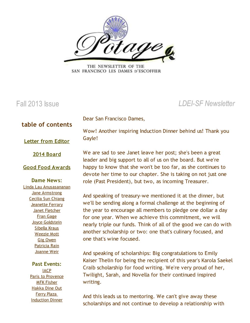 Fall 2013 Issue LDEI-SF Newsletter