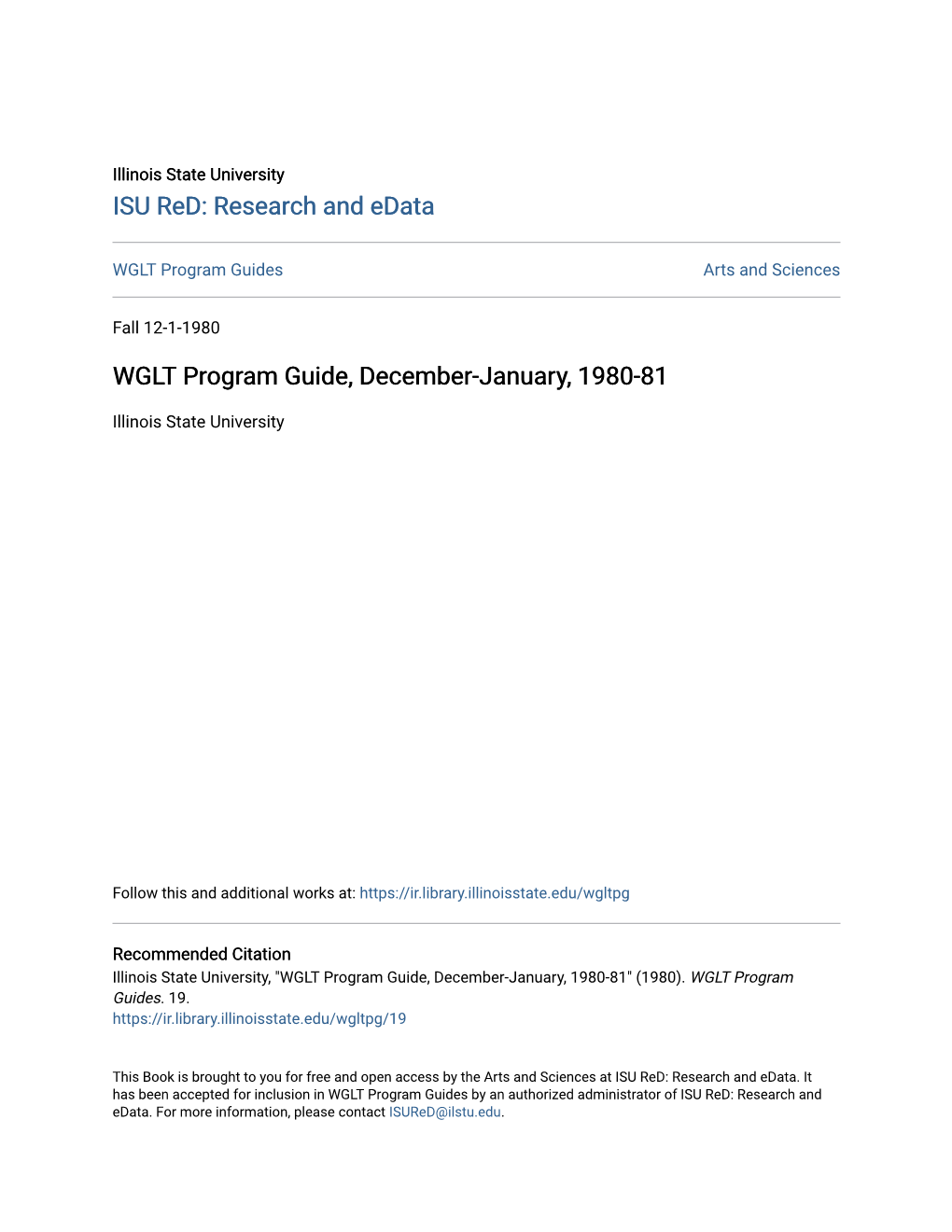 WGLT Program Guide, December-January, 1980-81