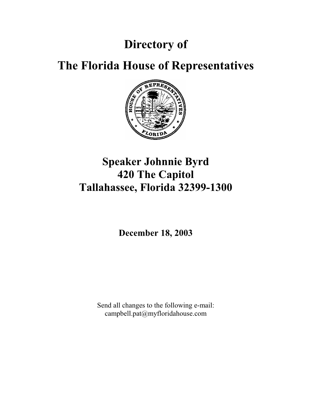 Directory of the Florida House of Representatives