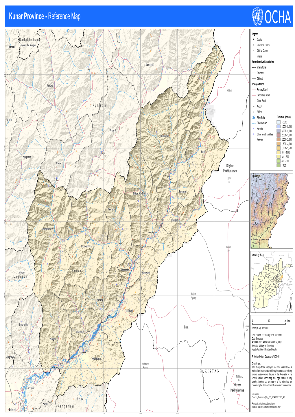 Kunar Province - Reference Map