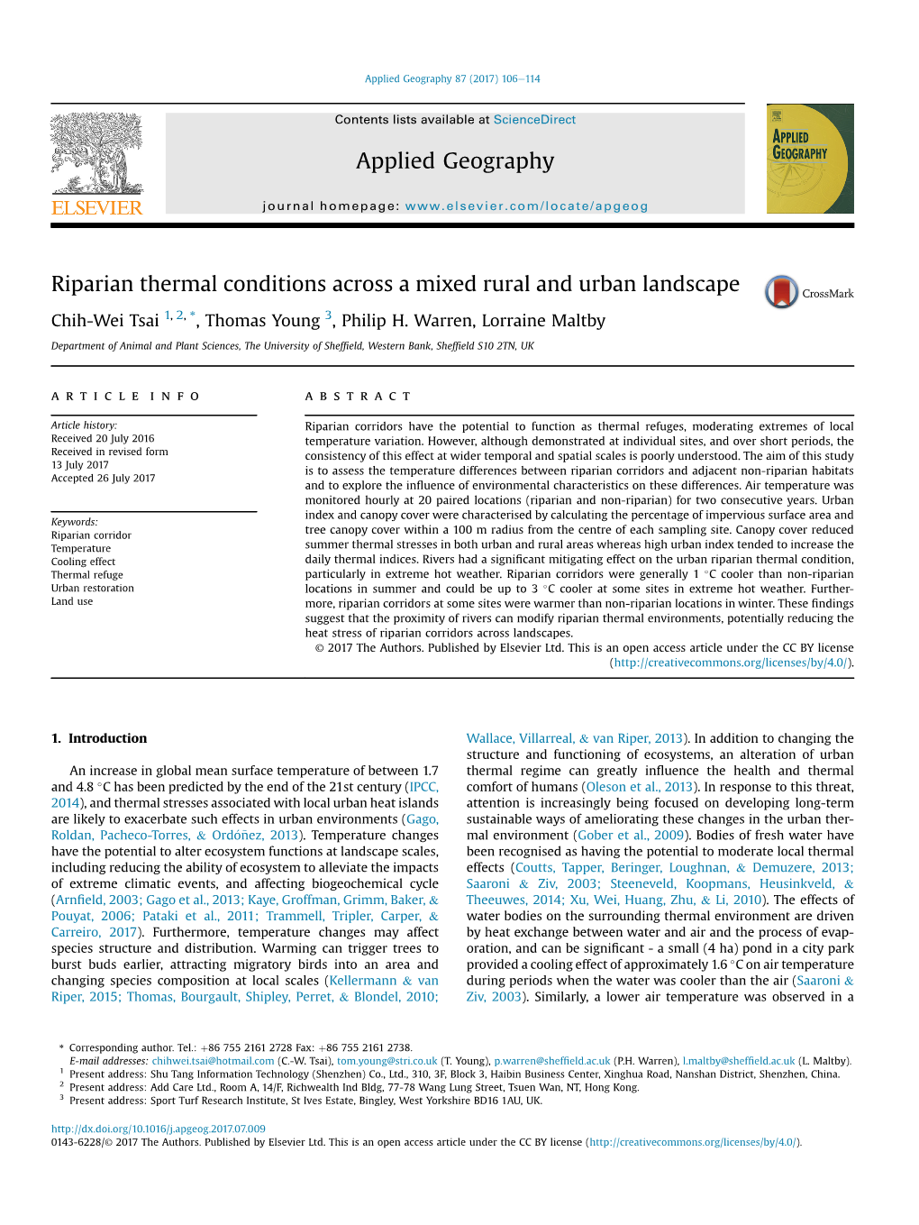 Riparian Thermal Conditions Across a Mixed Rural and Urban Landscape