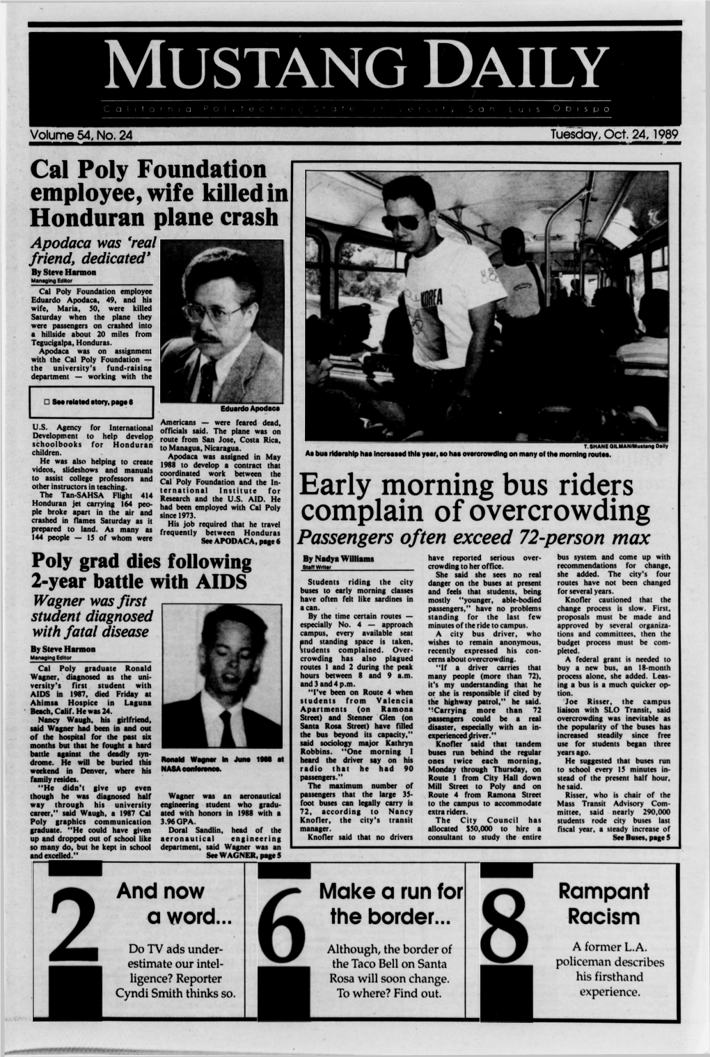 Mustang Daily, October 24, 1989