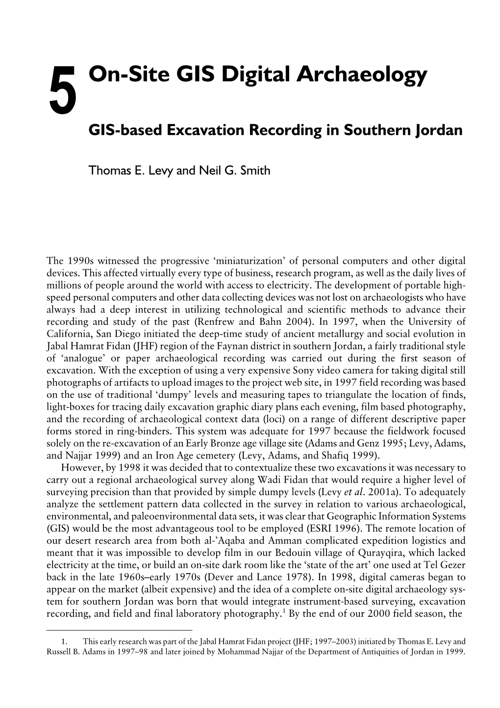 On-Site GIS Digital Archaeology GIS-Based Excavation Recording in Southern Jordan