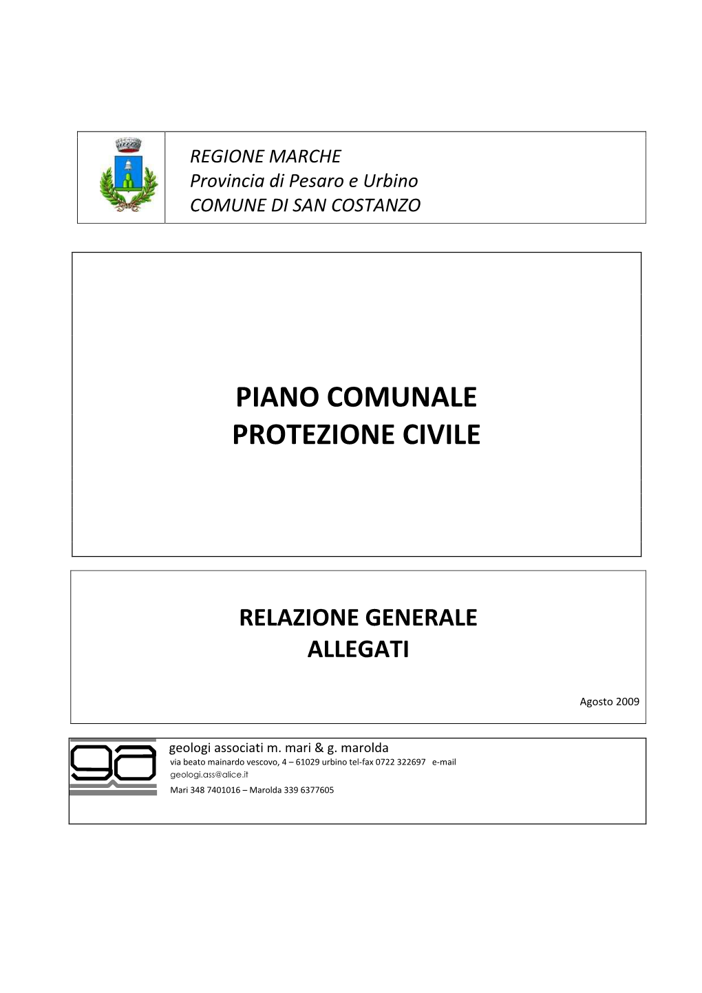 Piano Protezione Civile Agg.BD Relazioneallegati