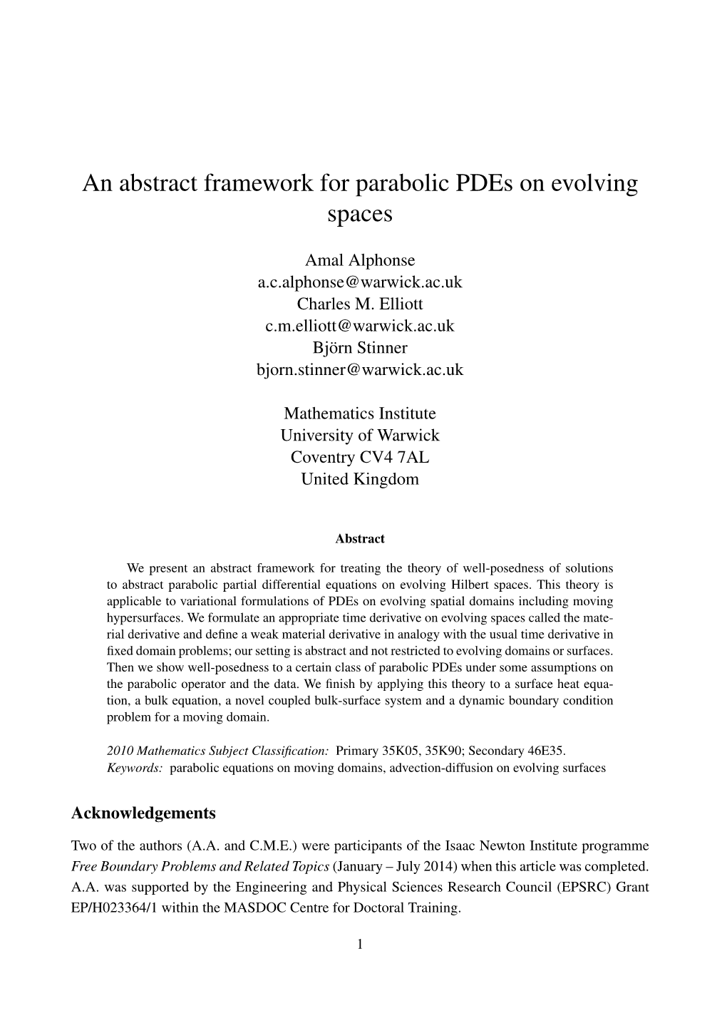An Abstract Framework for Parabolic Pdes on Evolving Spaces
