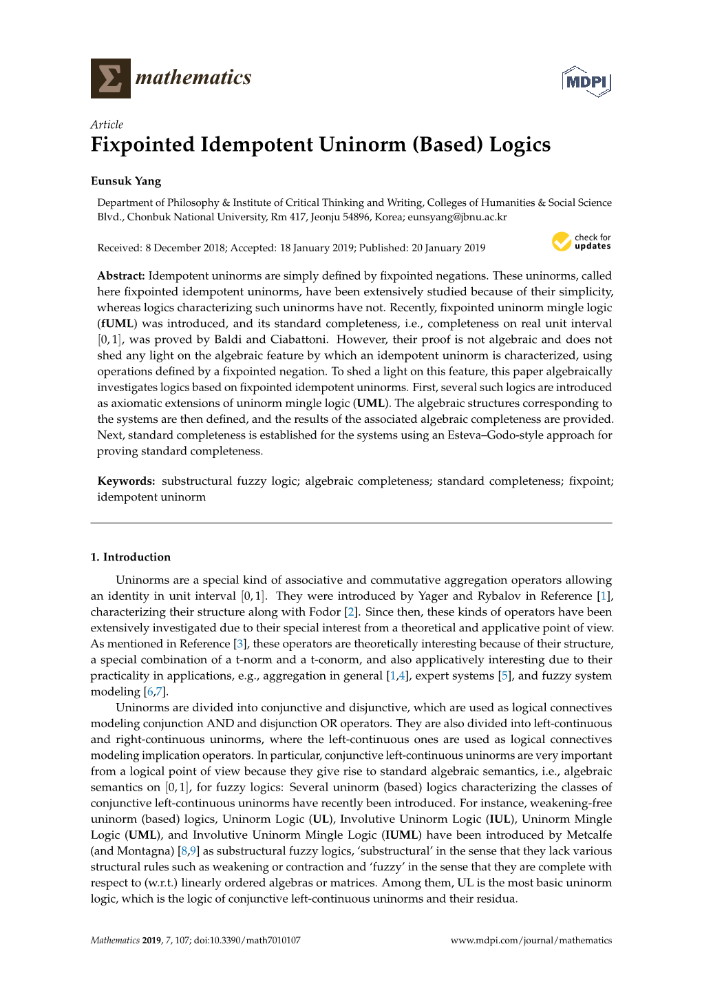 Fixpointed Idempotent Uninorm (Based) Logics