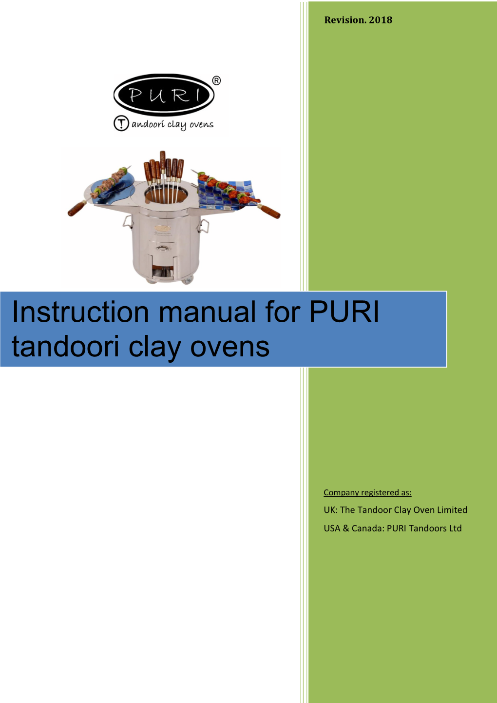 Instruction Manual for PURI Tandoori Clay Ovens