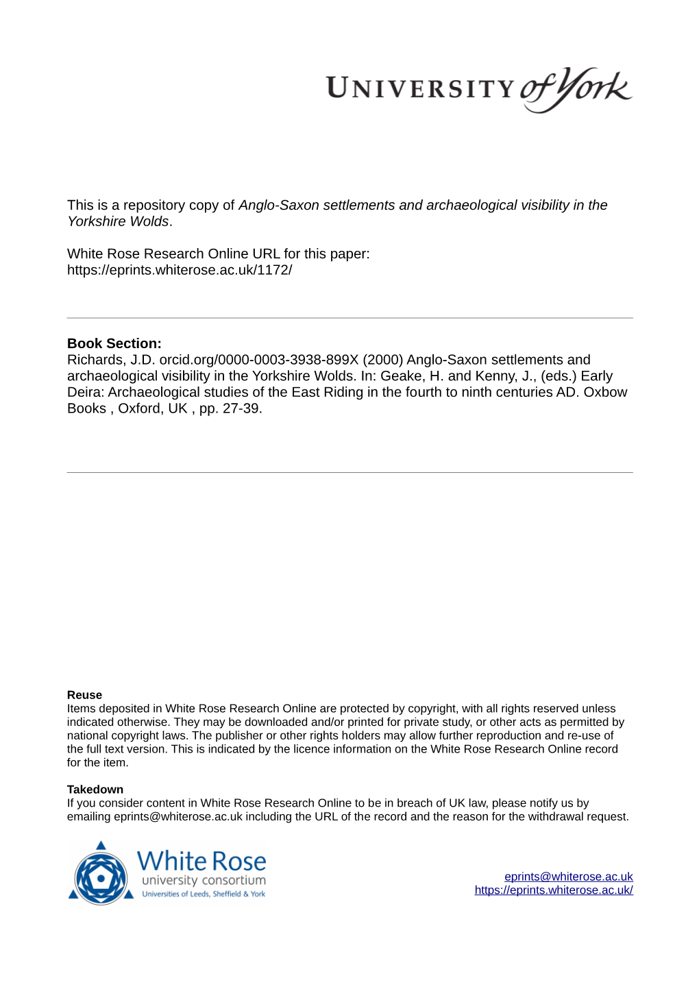 Anglo-Saxon Settlements and Archaeological Visibility in the Yorkshire Wolds