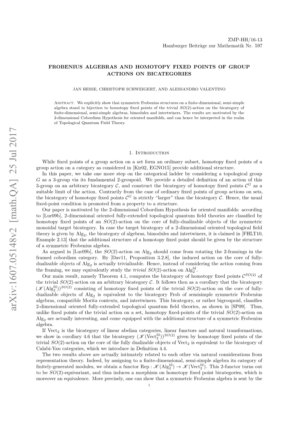 Frobenius Algebras and Homotopy Fixed Points of Group Actions on Bicategories