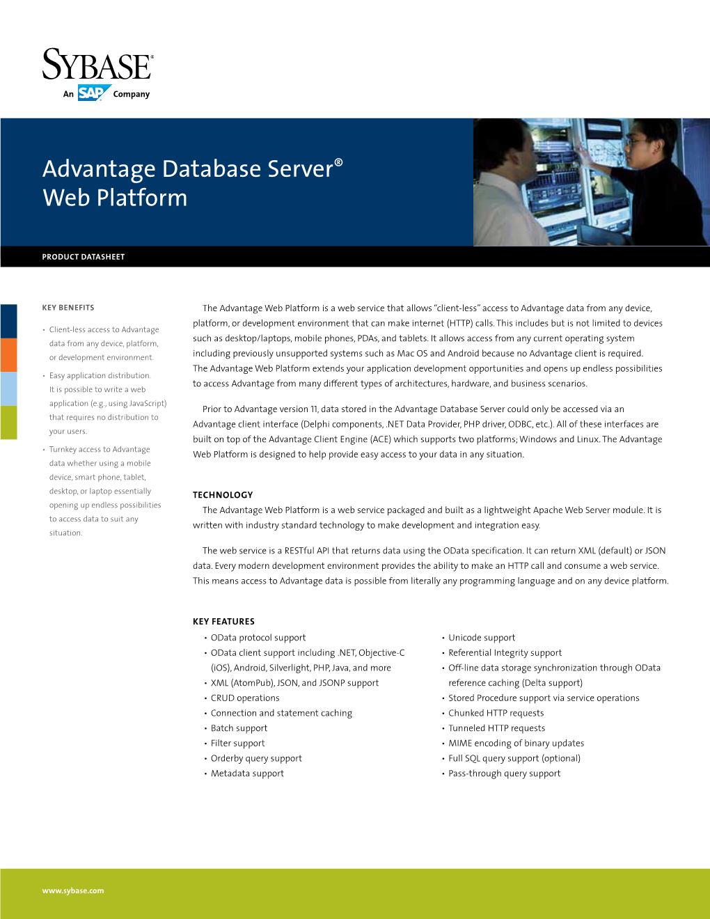 Advantage Database Server Web Platform Datasheet