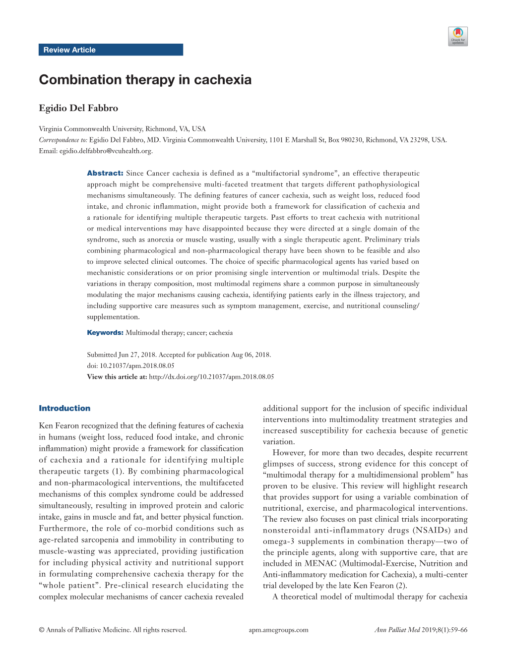 Combination Therapy in Cachexia