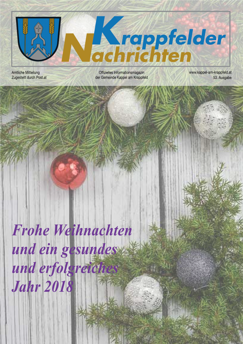 Frohe Weihnachten Und Ein Gesundes Und Erfolgreiches Jahr 2018 BÜRGERMEISTER 53