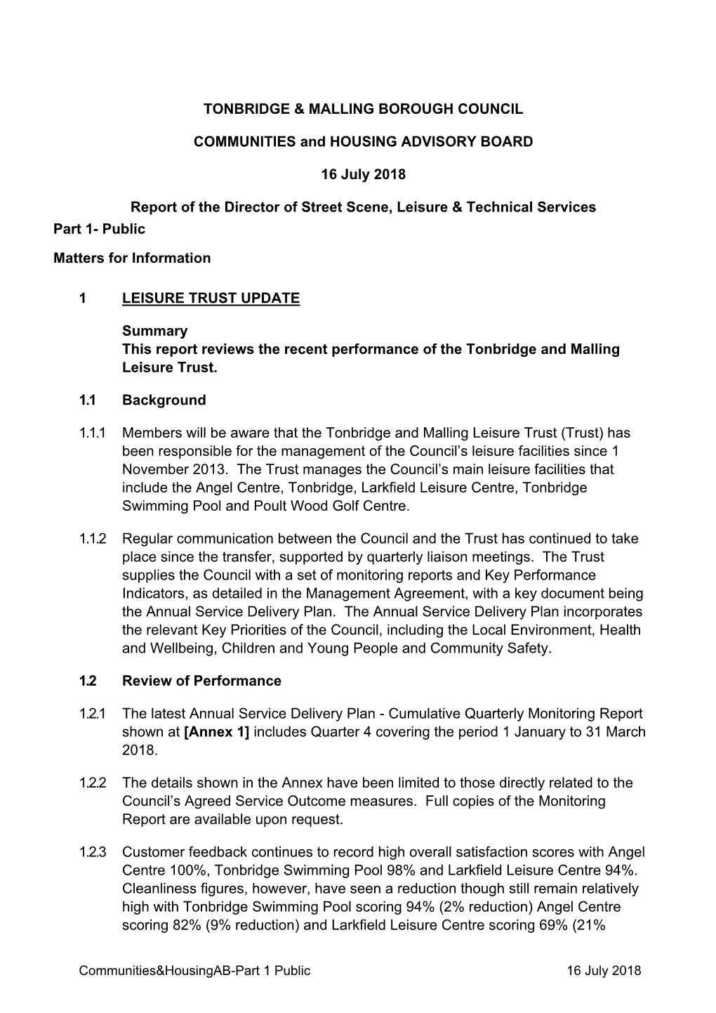 Leisure Trust Update PDF 63 KB