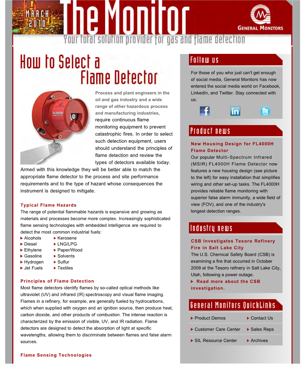 The Monitor - How to Select a Flame Detector