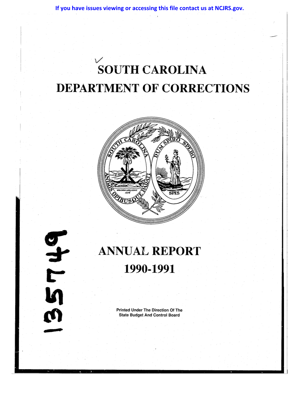 V SOUTH CAROLINA DEPARTMENT of CORRECTIONS