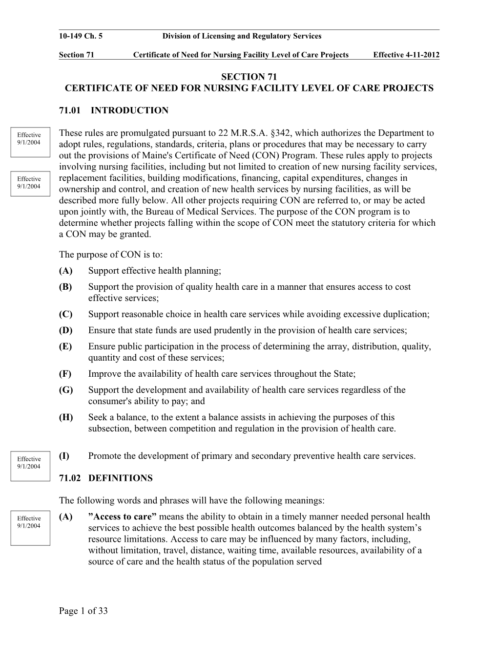 10-149 Ch. 5 Division of Licensing and Regulatory Services