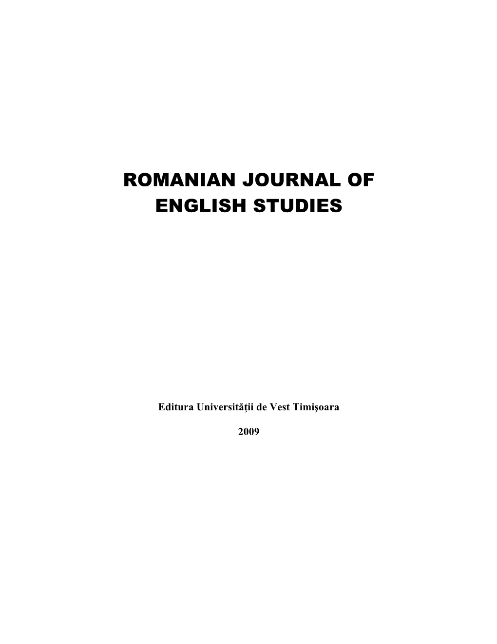 Romanian Journal of English Studies