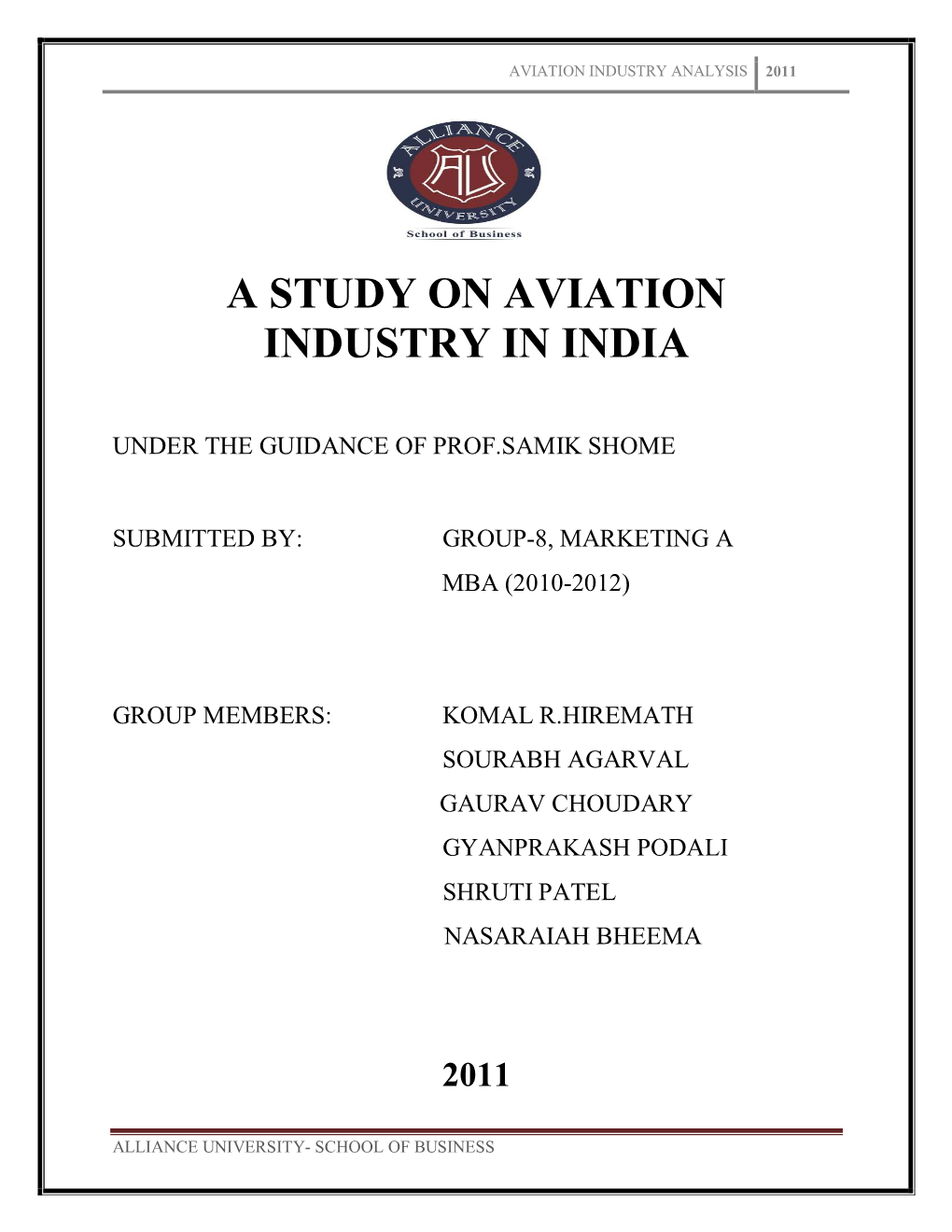 A Study on Aviation Industry in India