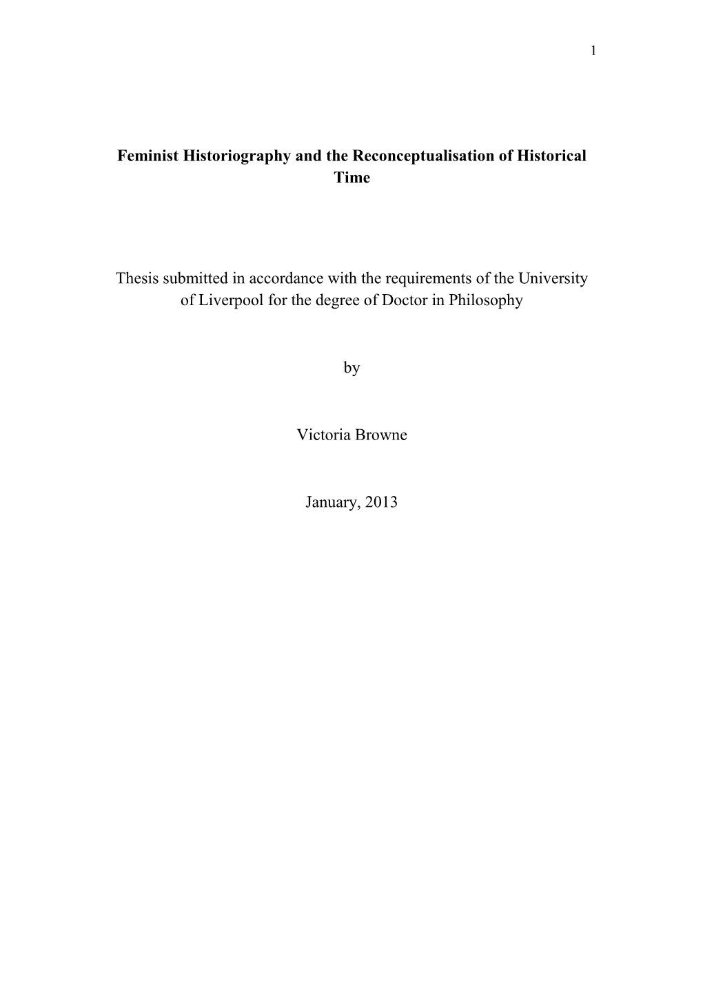 Feminist Historiography and the Reconceptualisation of Historical Time