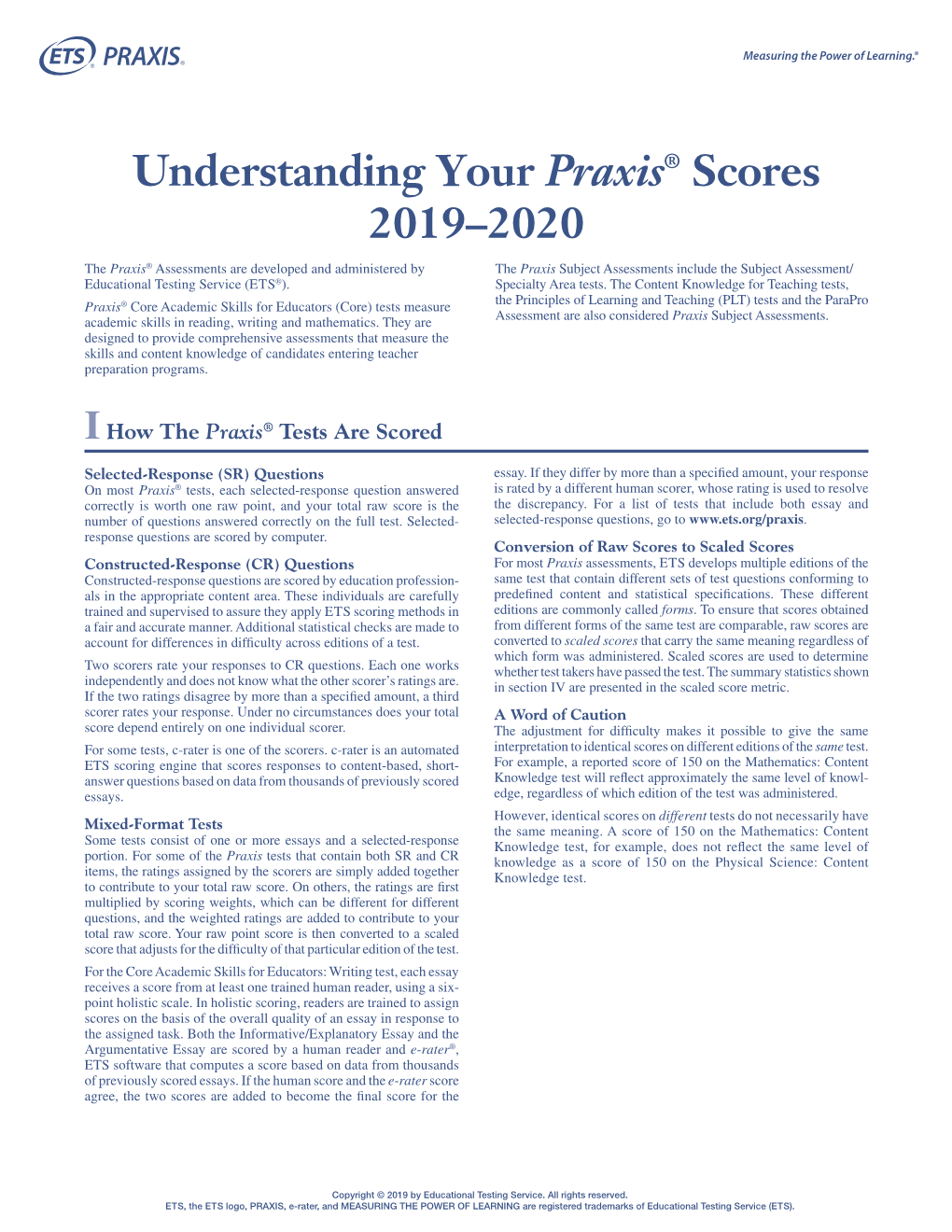 Understanding Your Praxis ® Scores