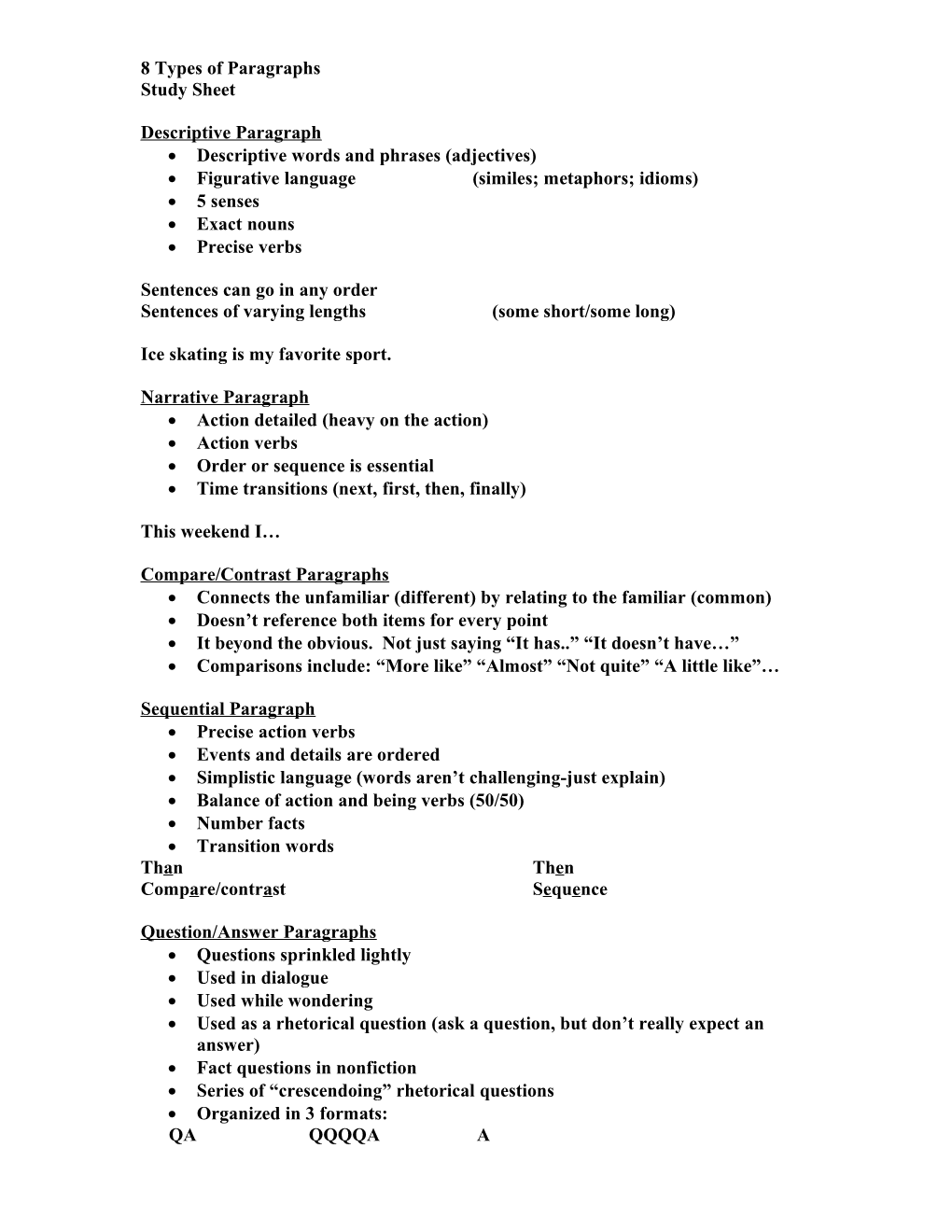 8 Types of Paragraphs